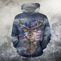 3D All Over Printed American flag reindeer Hoodie-Apparel-HP Arts-Zipped Hoodie-S-Vibe Cosy™