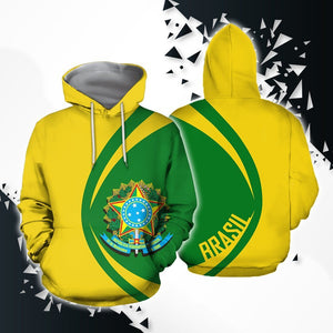 Brasil Coat Of Arms Hoodie - Circle Style-Apparel-Phaethon-Hoodie-S-Vibe Cosy™