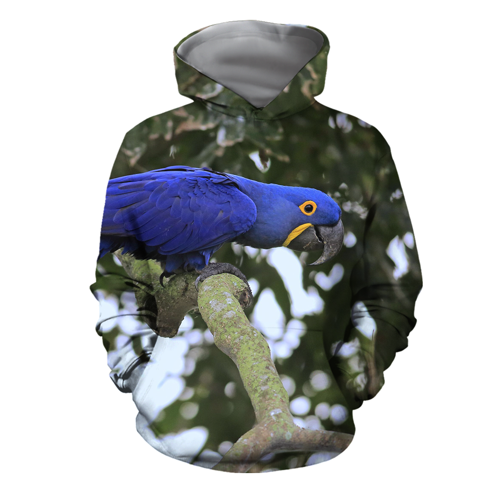 3D All Over Print Beautiful Blue Macaw Parrot Hoodie-Apparel-PHL-Hoodie-S-Vibe Cosy™