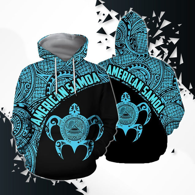 American Samoa Polynesian Hoodie - Blue-Apparel-Phaethon-Hoodie-S-Vibe Cosy™