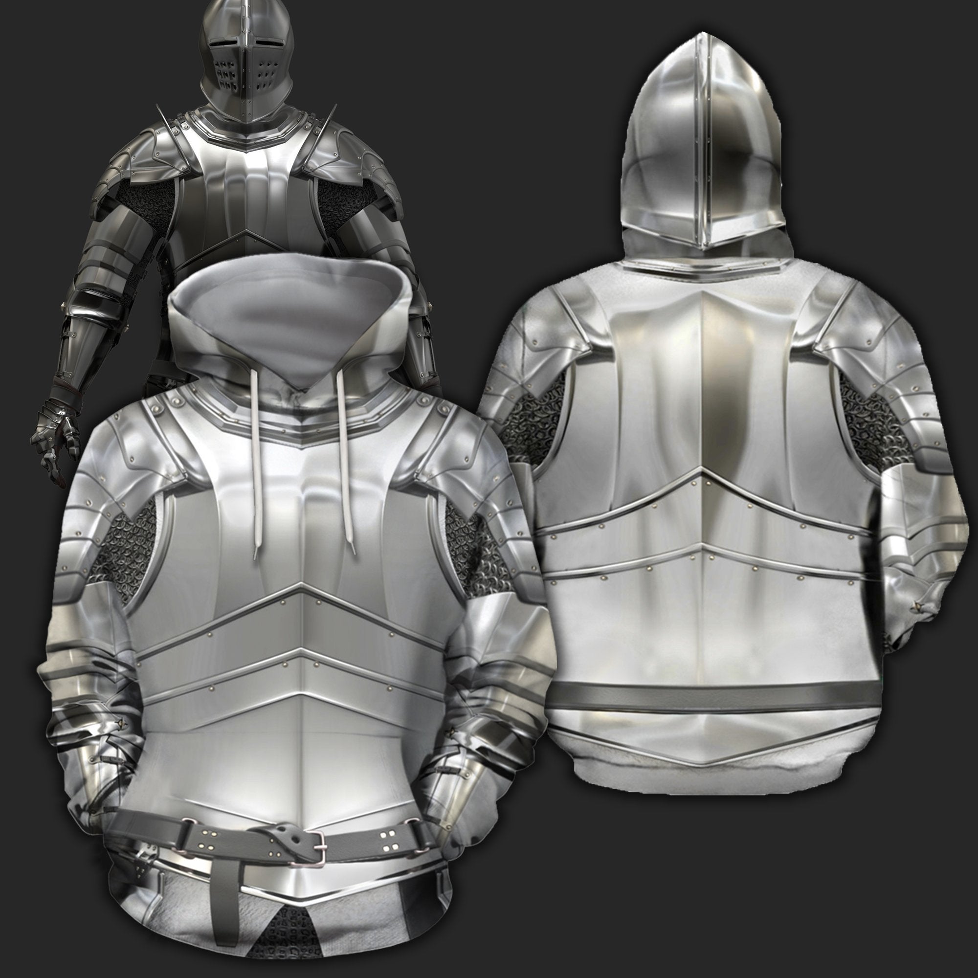 3D All Over Printed Knight Armor Tops-Apparel-HP Arts-Hoodie-S-Vibe Cosy™