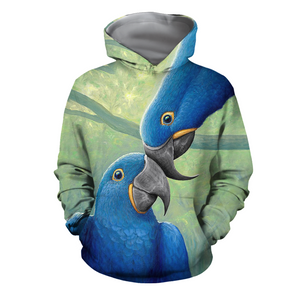 3D All Over Print Parrot Blue Love Hoodie-Apparel-PHL-Hoodie-S-Vibe Cosy™