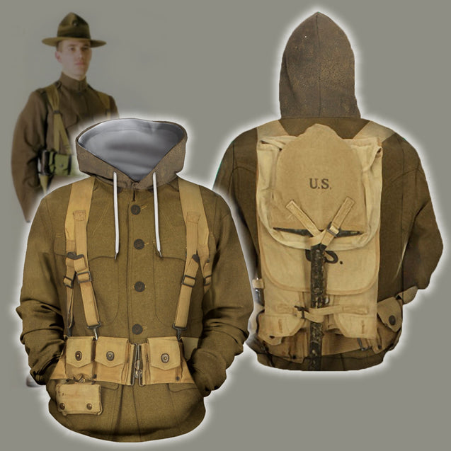 3D All Over Printed U.S. WWI Soldier Shirts-Apparel-HP Arts-Hoodie-S-Vibe Cosy™