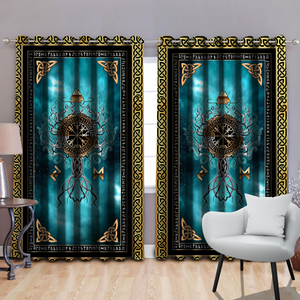 Vikings - Celtic Tree of Life Thermal Grommet Window Curtains-Curtains-HP Arts-52'' x 63''-Vibe Cosy™