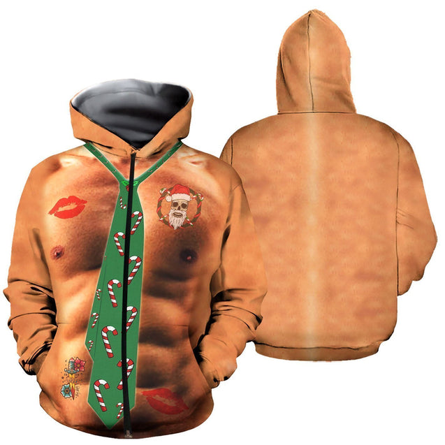 3D All Over Printed Real Men's Xmas Sexy Man Shirts and Shorts-Christmas-6teenth World™-Zipped Hoodie-XS-Vibe Cosy™