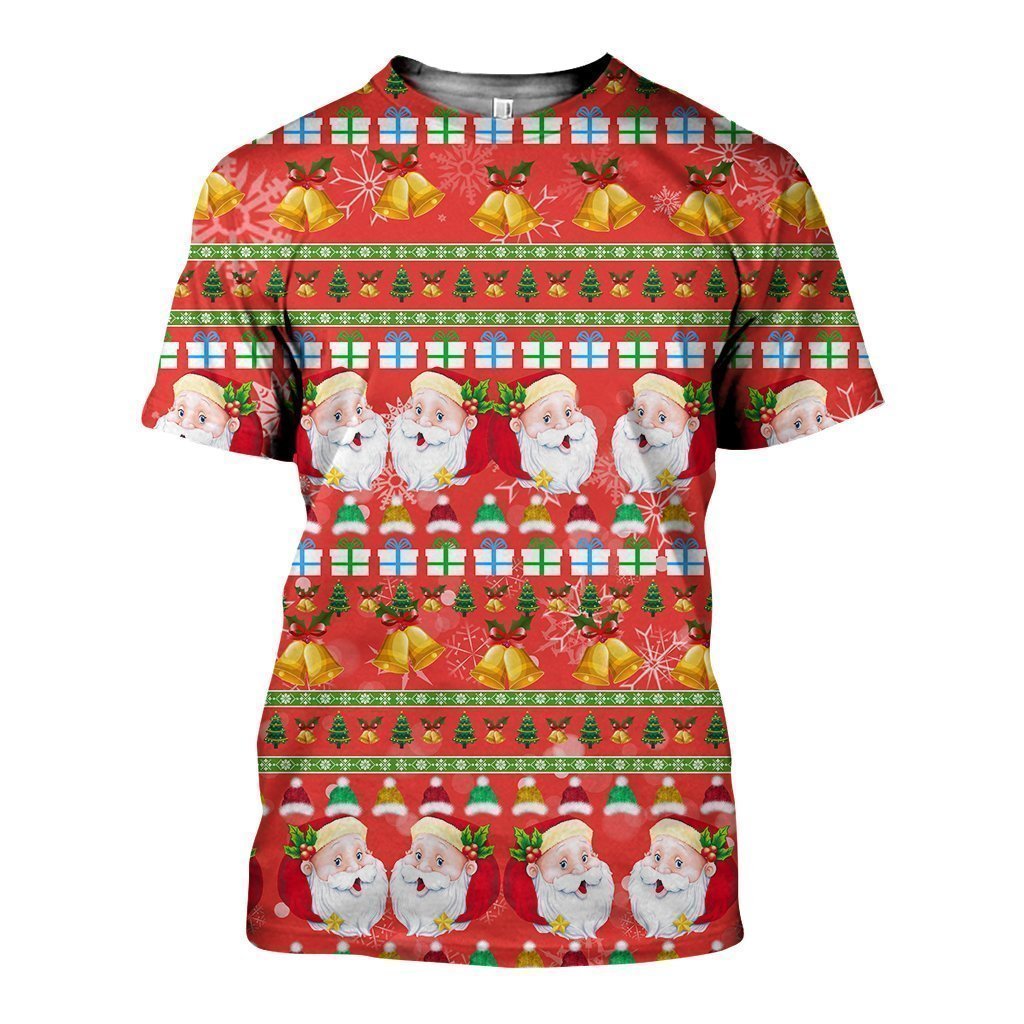 3D All Over Printed Santa Ugly Christmas Shirts and Shorts-Christmas-RoosterArt-T-shirt-XS-Vibe Cosy™