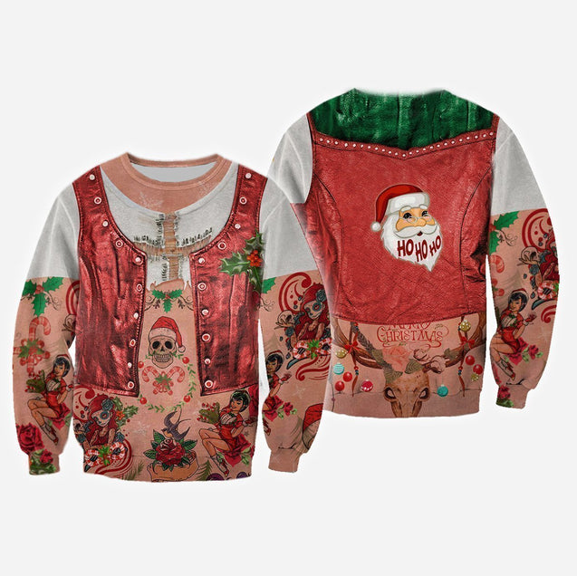 3D All Over Printed Girl Xmas With Tattoo Shirts and Shorts-Apparel-HP Arts-Sweatshirt-S-Vibe Cosy™