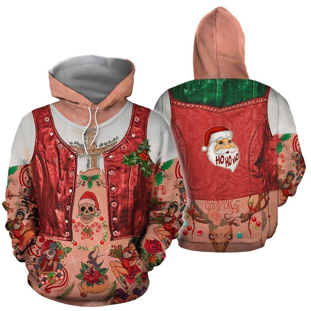 3D All Over Printed Girl Xmas With Tattoo Shirts and Shorts-Apparel-HP Arts-Hoodie-S-Vibe Cosy™