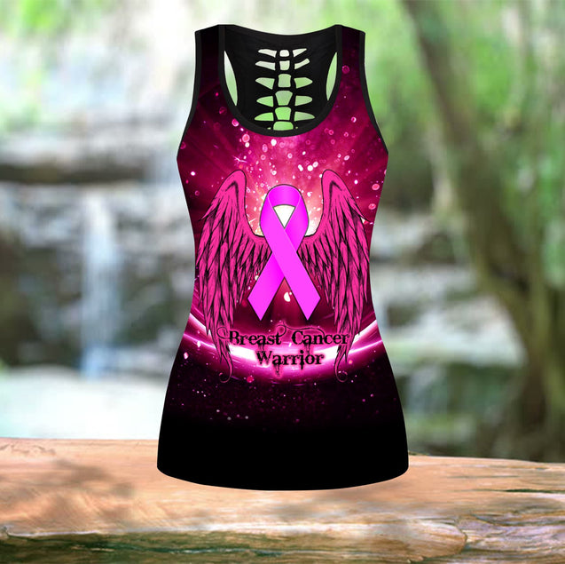 Breast cancer warrior ribbon legging + hollow tank combo HAC180403-Apparel-HG-No legging-S-Vibe Cosy™