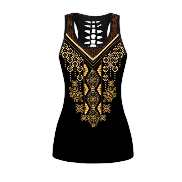 African Traditional Pattern 3D Over Printed Legging & Tank top ML