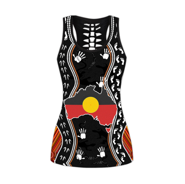 Aboriginal Australia Indigenous Map Legging + Hollow Tank Combo