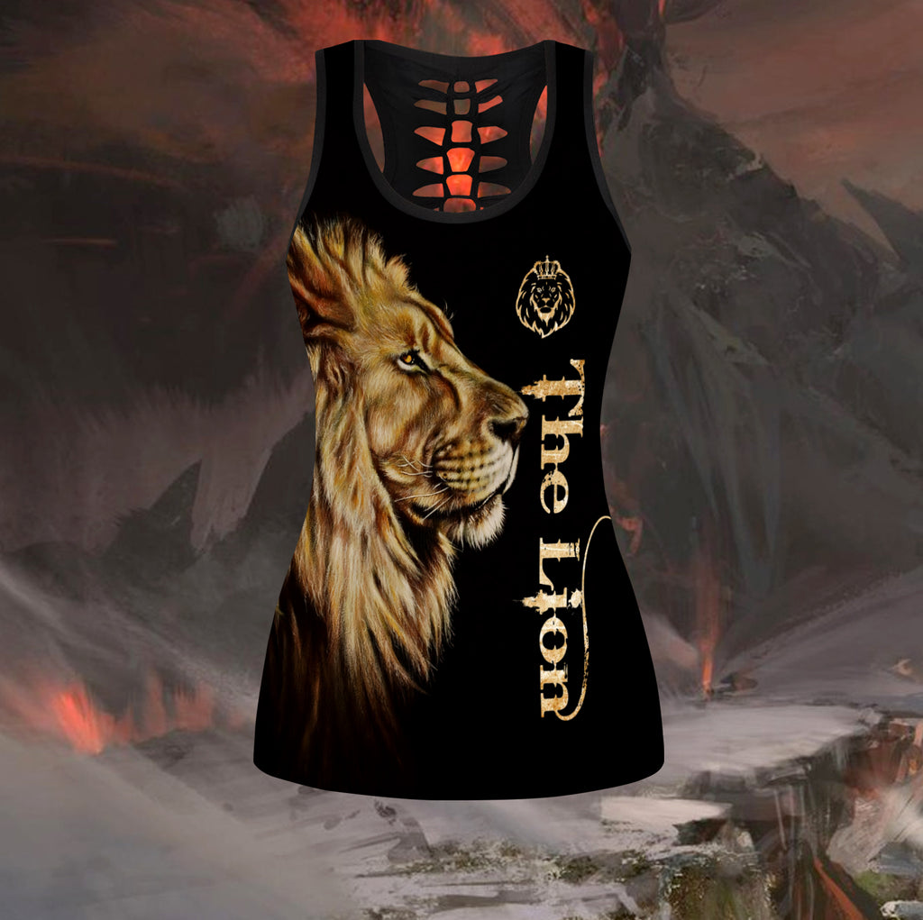 The Lion 3D All Over Printed Legging + Hollow Tank combo for women
