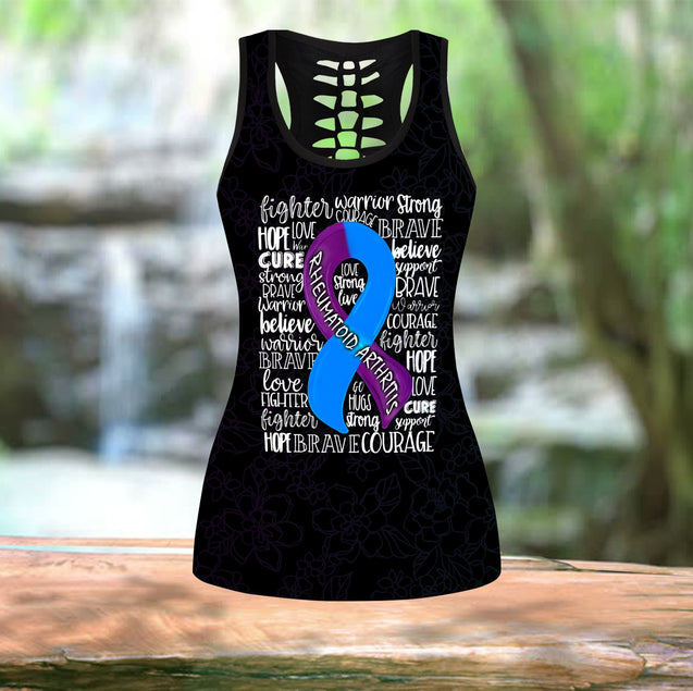 Rheumatoid arthritis awareness ribbon legging + hollow tank combo HAC270401-Apparel-HG-No legging-S-Vibe Cosy™