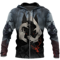 Crazy Wolf All Over Printed Unisex Deluxe Hoodie ML
