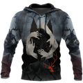 Crazy Wolf All Over Printed Unisex Deluxe Hoodie ML