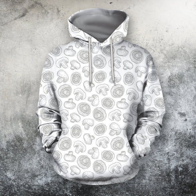 3D All Over Printing White Mushroom Shirt-Apparel-Phaethon-Hoodie-S-Vibe Cosy™