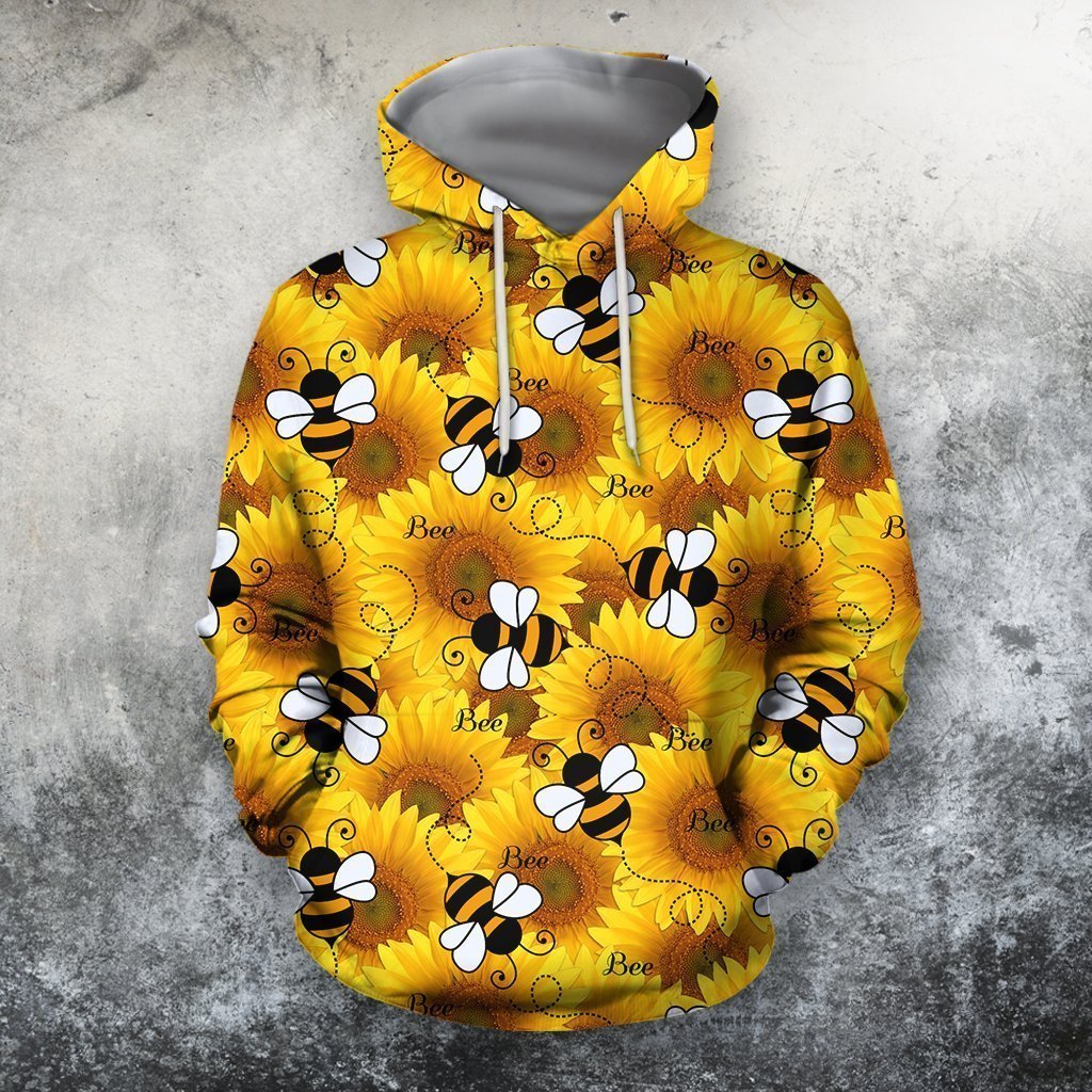 All Over Printing Sunflower Bee Flower Shirt-Apparel-Phaethon-Hoodie-S-Vibe Cosy™