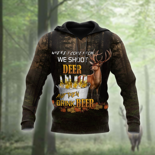 Hunting Deer and Drinking Beer 3D All Over Print Hoodie DL181909