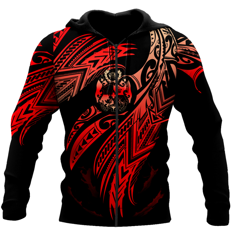 Amazing Tonga Polynesian Tattoo 3D Unisex Deluxe Hoodie ML