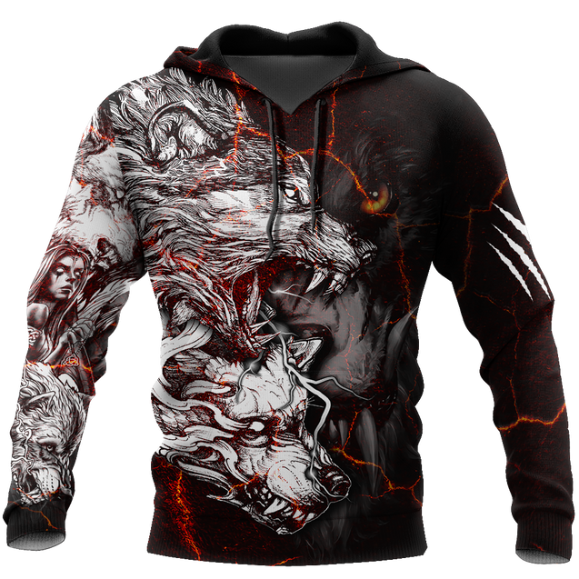 Red Thunder Wolf Tattoo All Over Printed Unisex Shirt