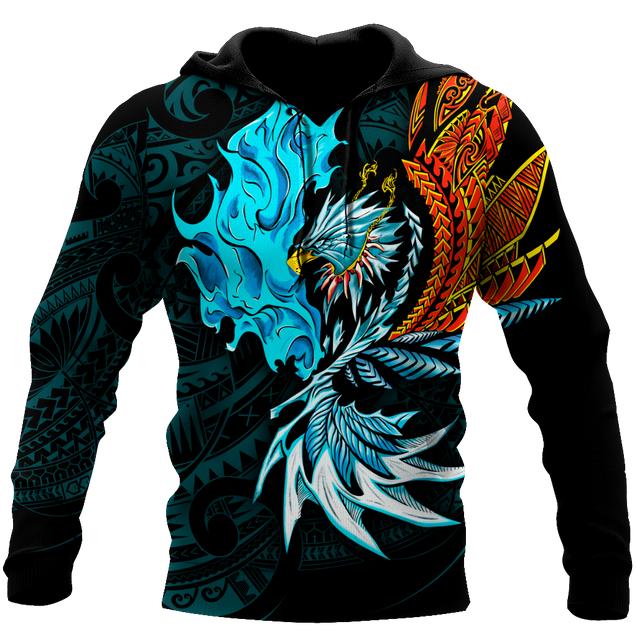 Amazing Eagle Warrior Polynesian 3D Tattoo Unisex Deluxe Hoodie ML
