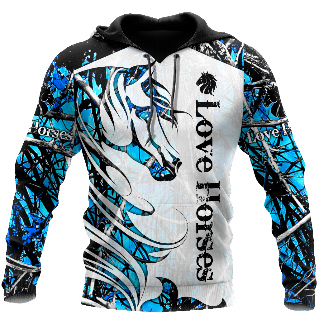 Horse Camo Blue Pattern 3D All Over Printed Shirts Pi050502-Apparel-TA-Hoodie-S-Vibe Cosy™