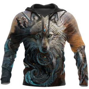 Native American Wolf Hoodie T Shirt For Men and Women HAC220401-Apparel-NM-Hoodie-S-Vibe Cosy™