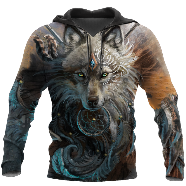 Native American Wolf Hoodie T Shirt For Men and Women HAC220401-Apparel-NM-Hoodie-S-Vibe Cosy™