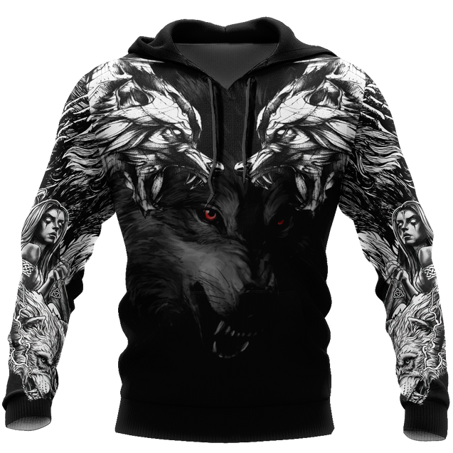 Double Dark Wolf Tattoo 3D All Over Printed Unisex Shirts