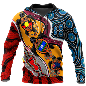 Australia Aboriginal Dots With Turtle And Naidoc Flags 3D Hoodie Shirt For Men And Women