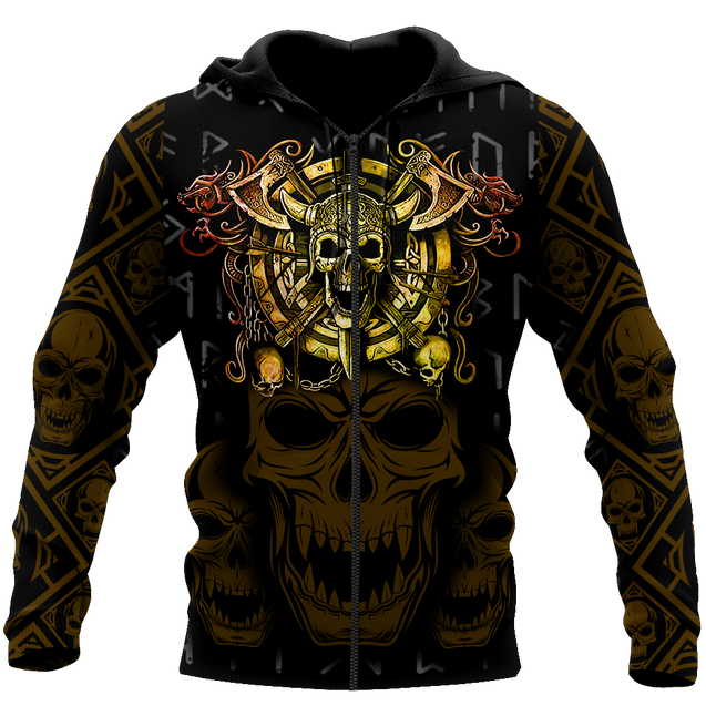 Golden Viking Skull Hoodie MEI