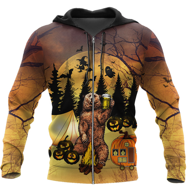 Beautiful All Over Printed Halloween Camping Bear Hoodie NTN08172001-MEI