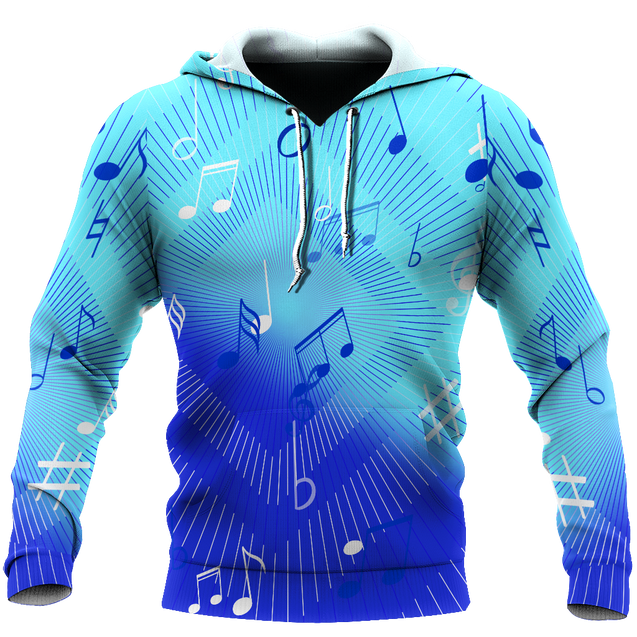 Music Notes Blue 3D All Over Printes-Apparel-HP Arts-Hoodie-S-Vibe Cosy™