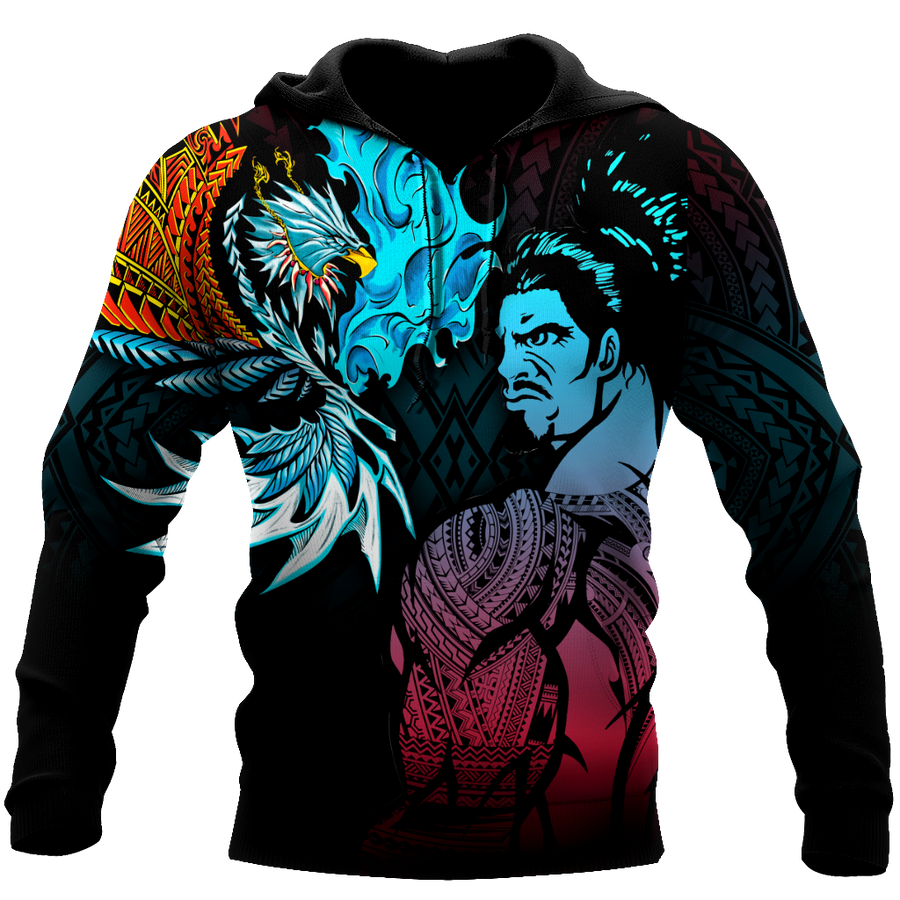 Amazing Polynesian Warrior 3D Tattoo Unisex Deluxe Hoodie ML