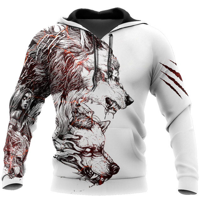 Tattoo Wolf Hoodie T Shirt For Men and Women HAC290502-NM