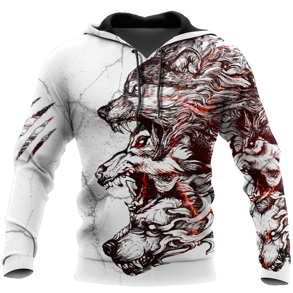 Three Gray Wolfs White Tattoo 3D All Over Printed Unisex Shirts