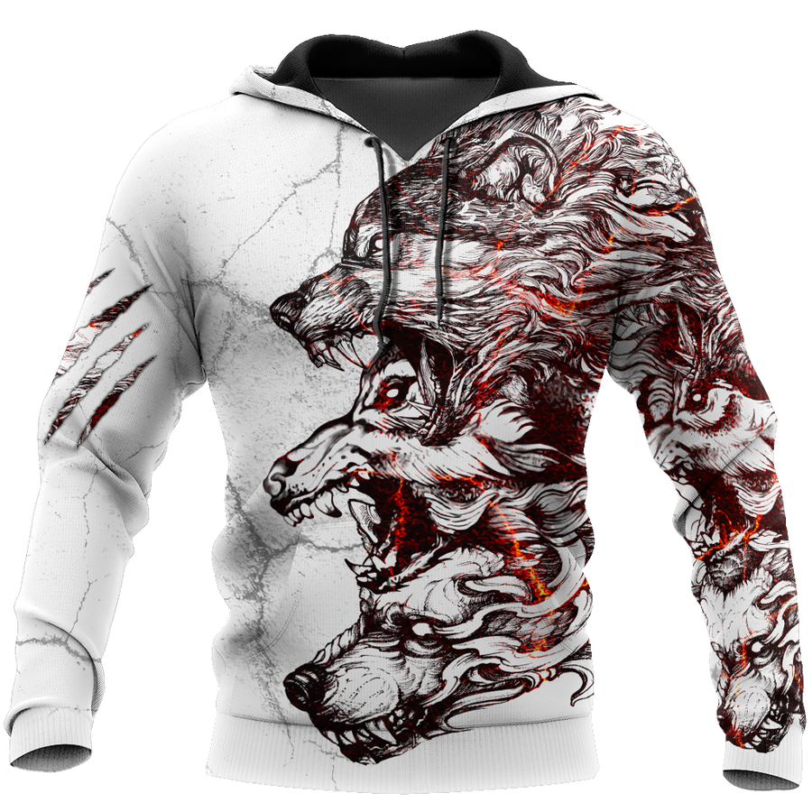 Three Gray Wolfs White Tattoo 3D All Over Printed Unisex Shirts