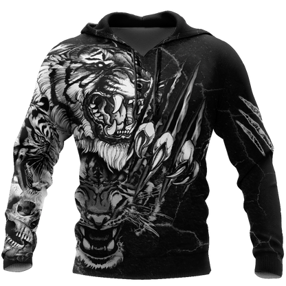 3D Tiger Tattoo Over Printed Shirt for Men and Women