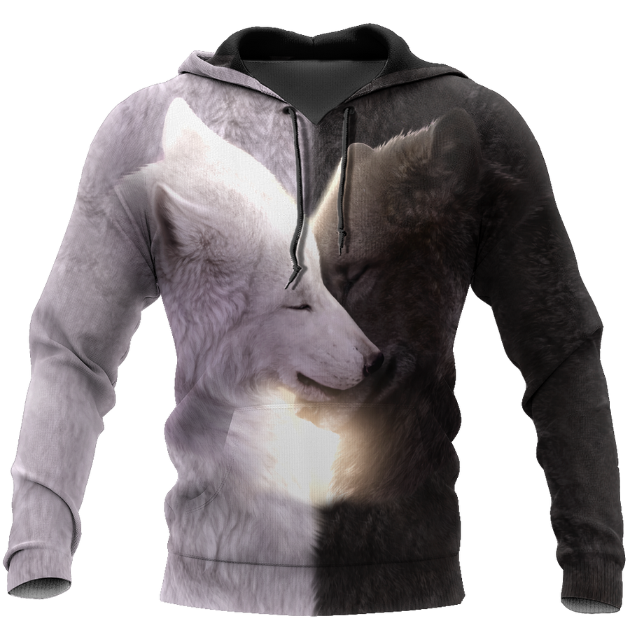 Wolf black and white hoodie shirt for men and women HAC040904