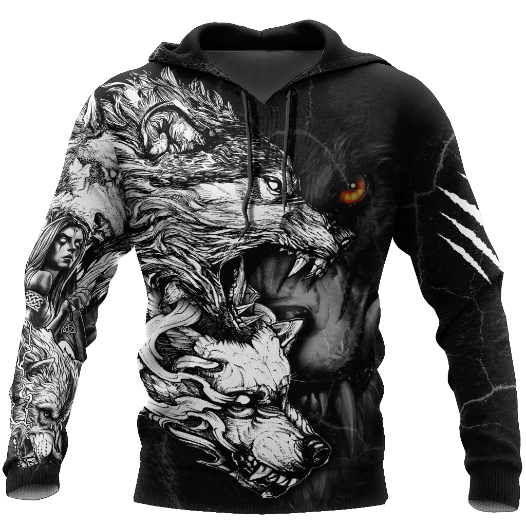 Wolf Tattoo Over Printed Shirt For Men and Women