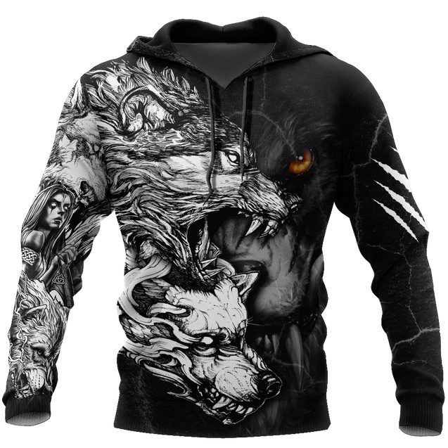 Wolf Tattoo Over Printed Shirt For Men and Women