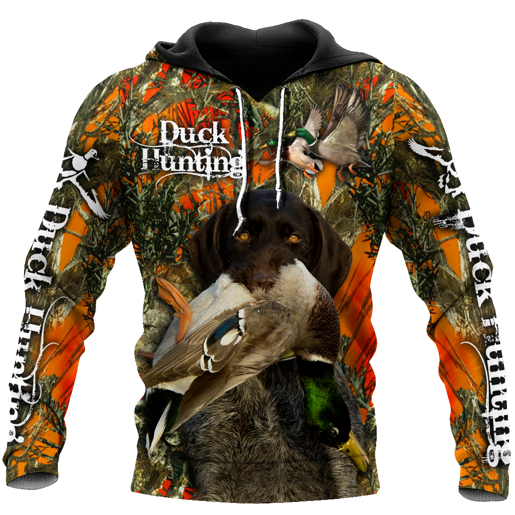 Duck Hunting Labrador Retriever Orange Camo 3D All Over Print  Hoodie Pi17082001S