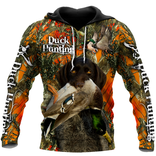 Duck Hunting Labrador Retriever Orange Camo 3D All Over Print  Hoodie Pi17082001S