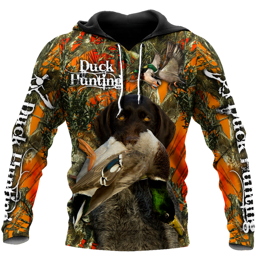 Duck Hunting Labrador Retriever Orange Camo 3D All Over Print  Hoodie Pi17082001S