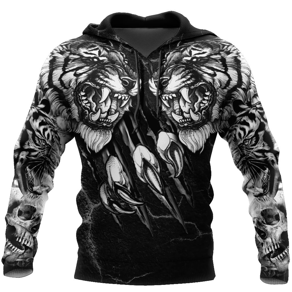 Double Tiger 3D Tattoo Over Printed Shirt for Men and Women