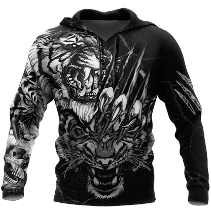 White Tiger 3D Tattoo Over Printed Shirt for Men and Women