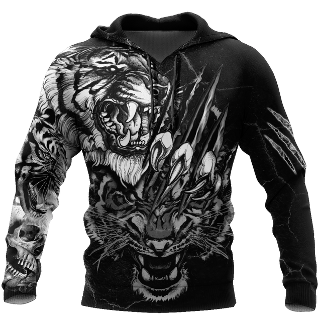 White Tiger 3D Tattoo Over Printed Shirt for Men and Women