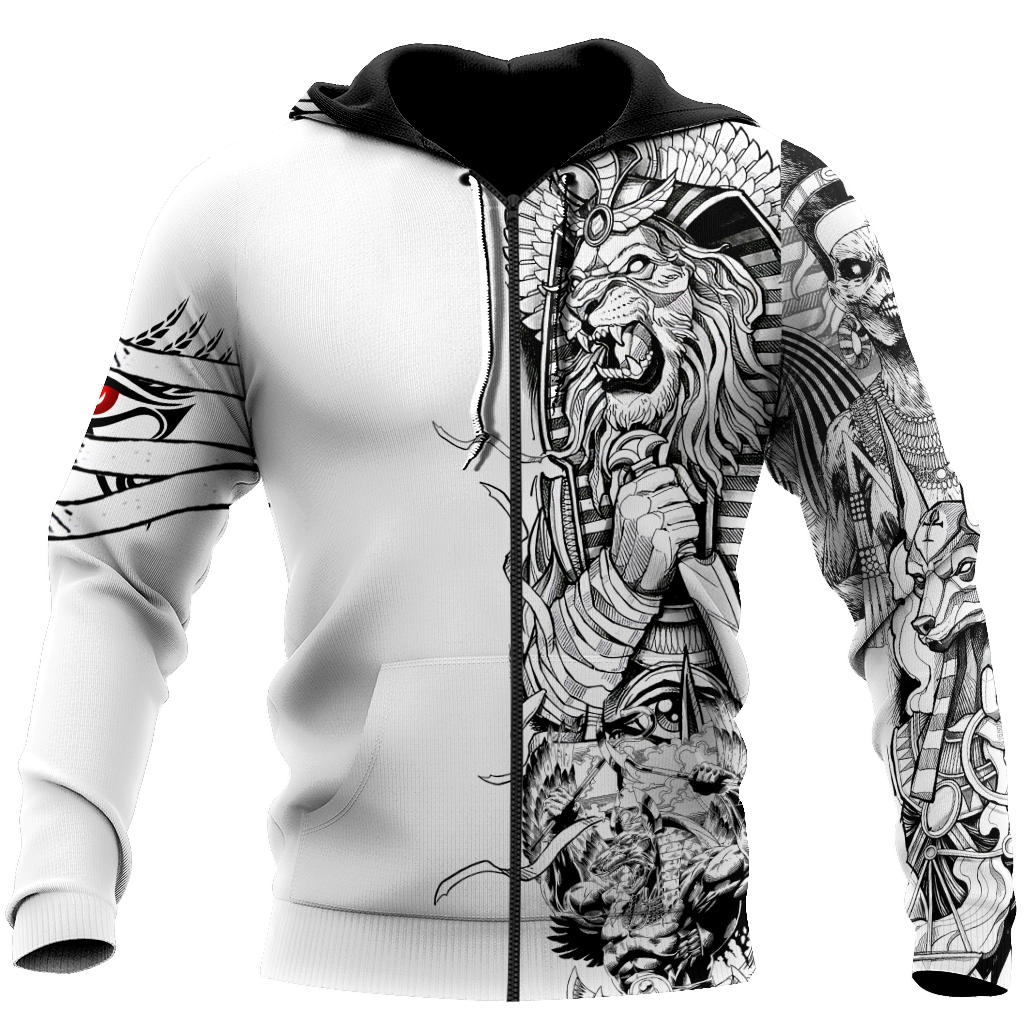 3D Tattoo Ancient Egypt Lion God Over Printed Shirt for Men and Women