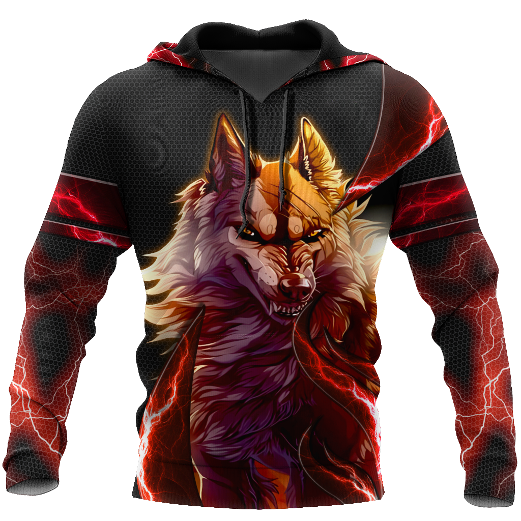 Red Thunder Wolf 3D All Over Printed Shirts For Men and Women HAC080102