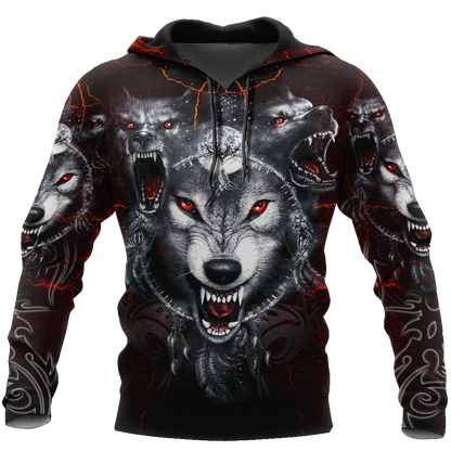 All Over Printed Wolf Hoodie MEI09102003-MEI
